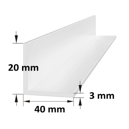 Szálas L alakú takaróprofil 20×40 mm fehér/ 6 m