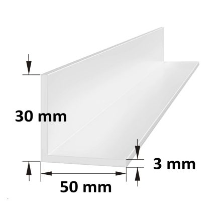 Szálas L alakú takaróprofil 30×50 mm fehér/ 6 m