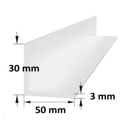 L alakú PVC takaróprofil 30 × 50 mm fehér/ 6 m