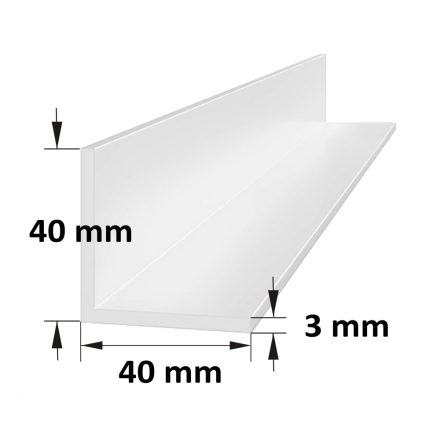 L alakú PVC takaróprofil 40 × 40 mm fehér/ 6 m