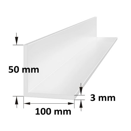 L alakú PVC takaróprofil 50 × 100 mm fehér
