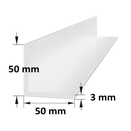 Szálas L alakú takaróprofil 50×50 mm fehér/ 6 m