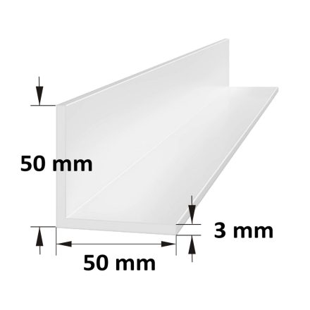 L alakú PVC takaróprofil 50 × 50 mm fehér/ 6 m