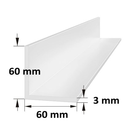 Szálas L alakú takaróprofil 60×60 mm fehér/ 6 m